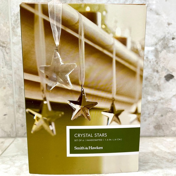 Smith & Hawken Other - Smith & Hawken Chrystal Star Ornaments NIB
Set of 6